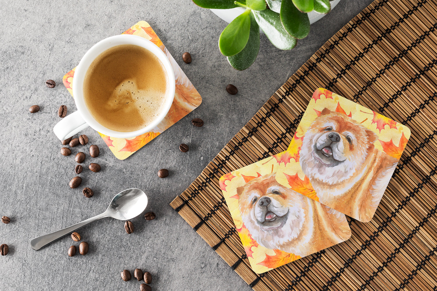 Cane Corso Fall Foam Coasters Set of 4 Cup Coasters for Indoor Outdoor, Tabletop Protection, Anti Slip, Mouse pad Material