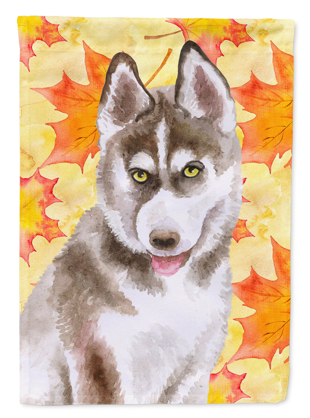 Siberian Husky Grey Fall House Flag 28x40 Porch Sleeve Pole Decorative Outside Yard Banner Artwork Wall Hanging, Polyester