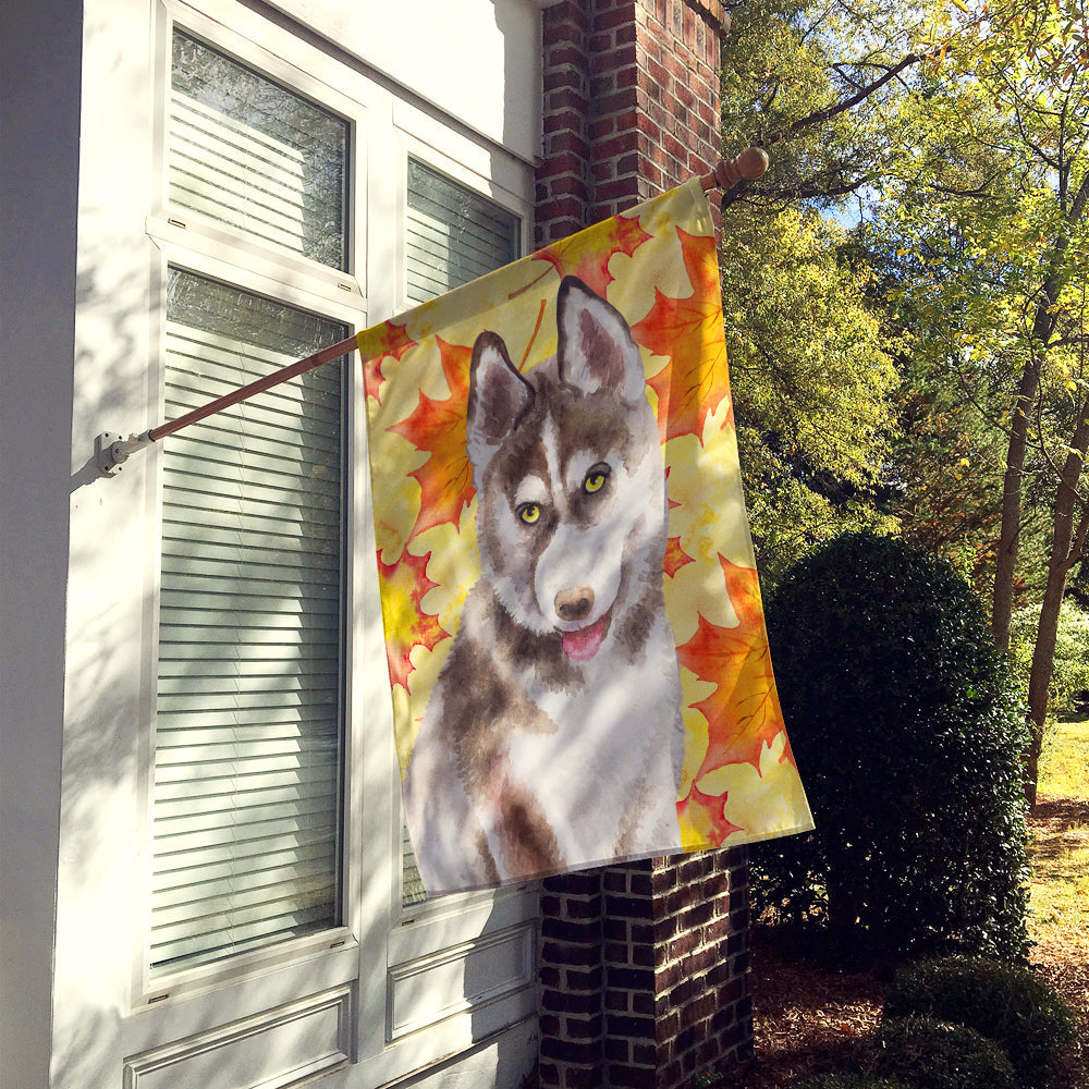 Siberian Husky Grey Fall House Flag 28x40 Porch Sleeve Pole Decorative Outside Yard Banner Artwork Wall Hanging, Polyester