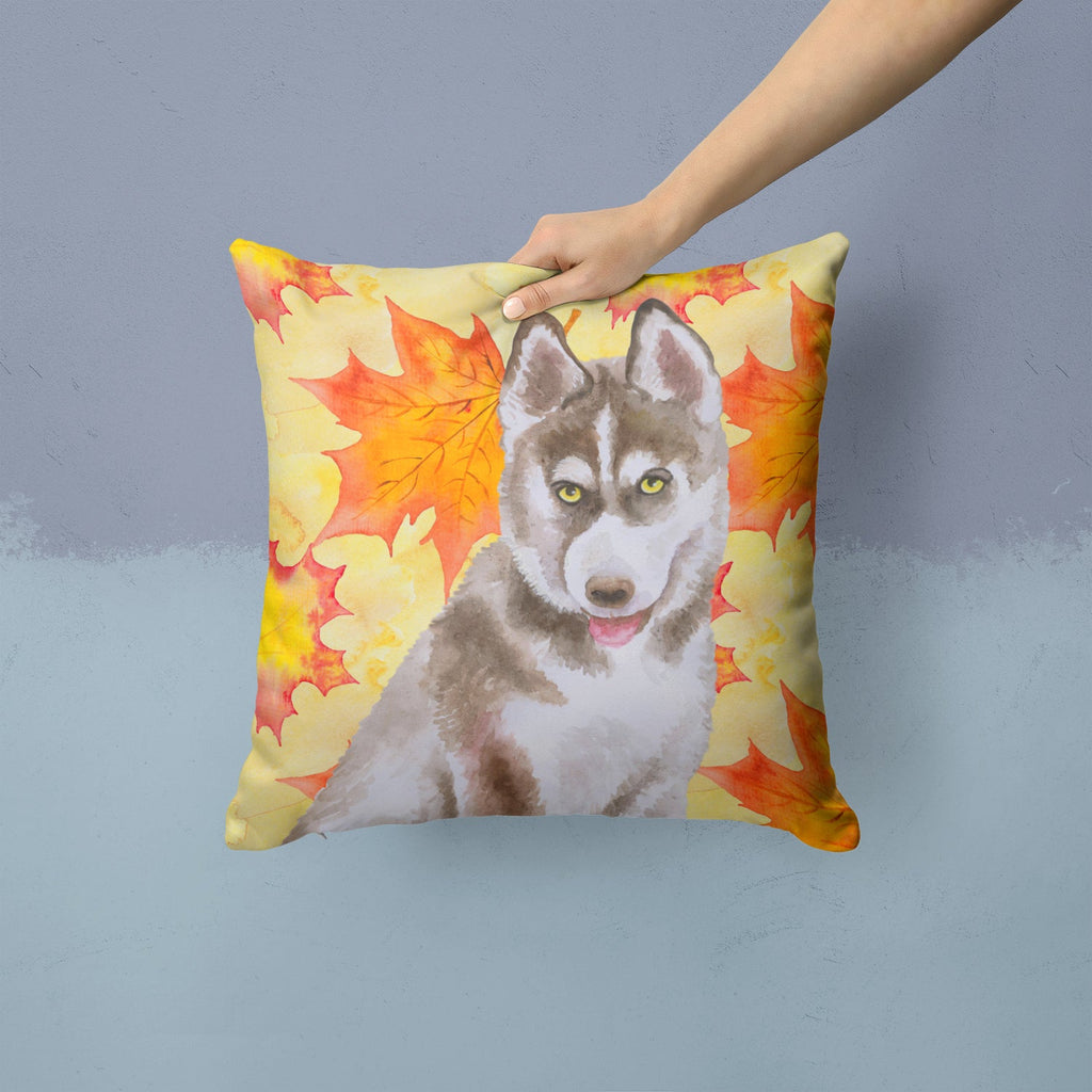 Siberian Husky Grey Fall Decorative Throw Pillow 14x14 Indoor Outdoor Accent Cushion, Fabric Cover with Insert for Sofa, Bed, Porch & Living Room