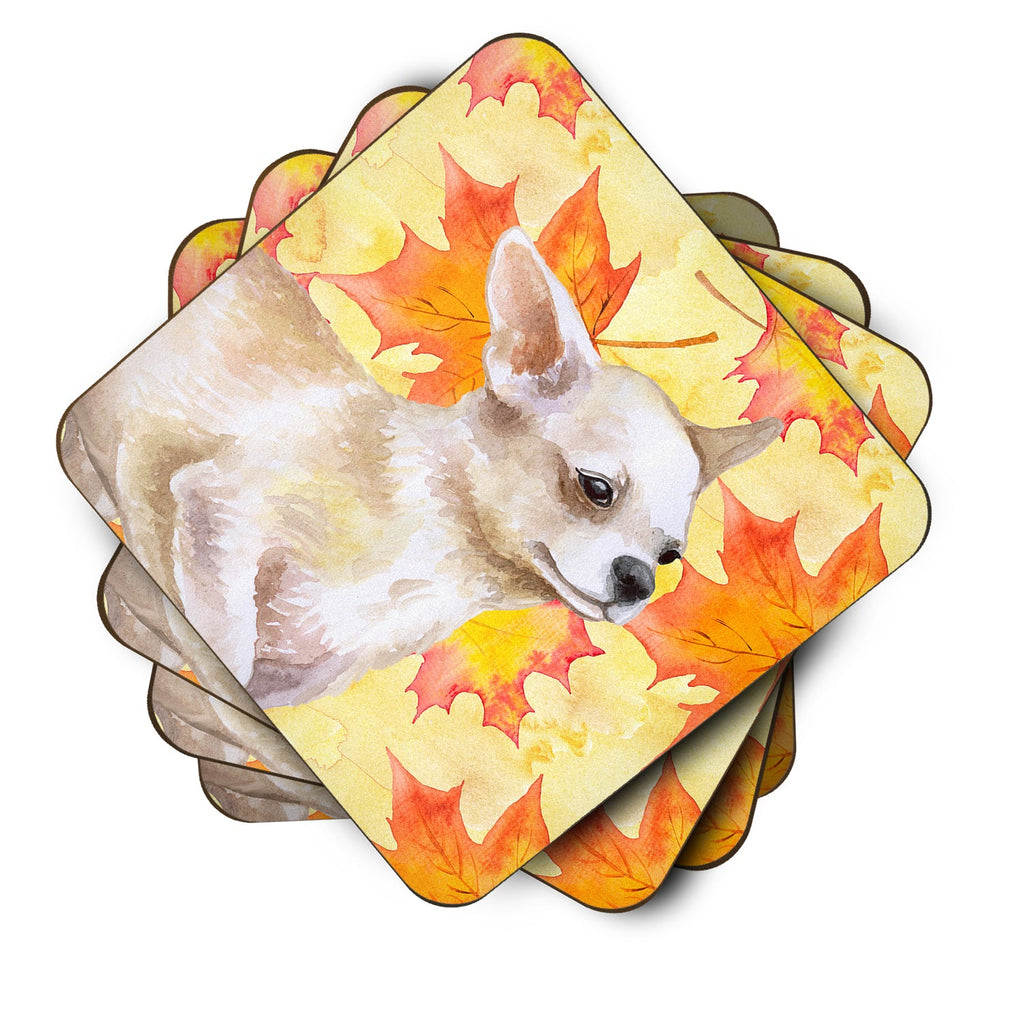 Chihuahua Leg up Fall Foam Coasters Set of 4 Cup Coasters for Indoor Outdoor, Tabletop Protection, Anti Slip, Mouse pad Material