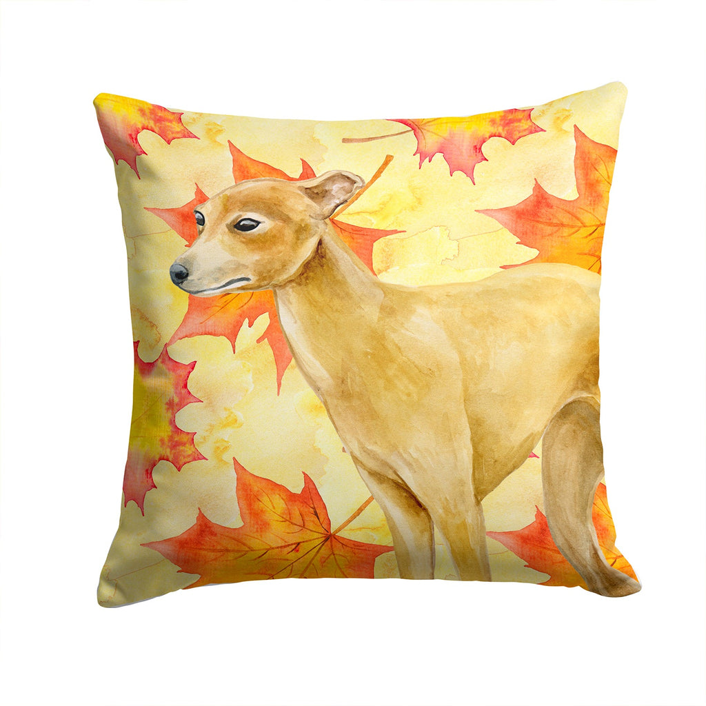 Italian Greyhound Fall Decorative Throw Pillow 14x14 Indoor Outdoor Accent Cushion, Fabric Cover with Insert for Sofa, Bed, Porch & Living Room
