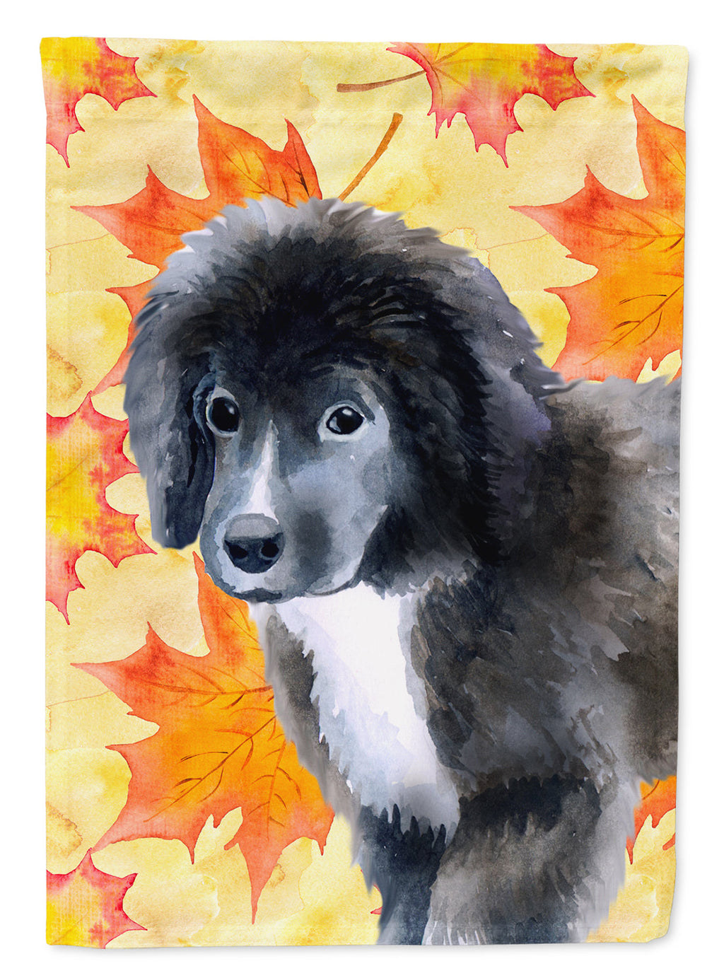 Newfoundland Puppy Fall House Flag 28x40 Porch Sleeve Pole Decorative Outside Yard Banner Artwork Wall Hanging, Polyester