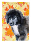 Newfoundland Puppy Fall House Flag 28x40 Porch Sleeve Pole Decorative Outside Yard Banner Artwork Wall Hanging, Polyester