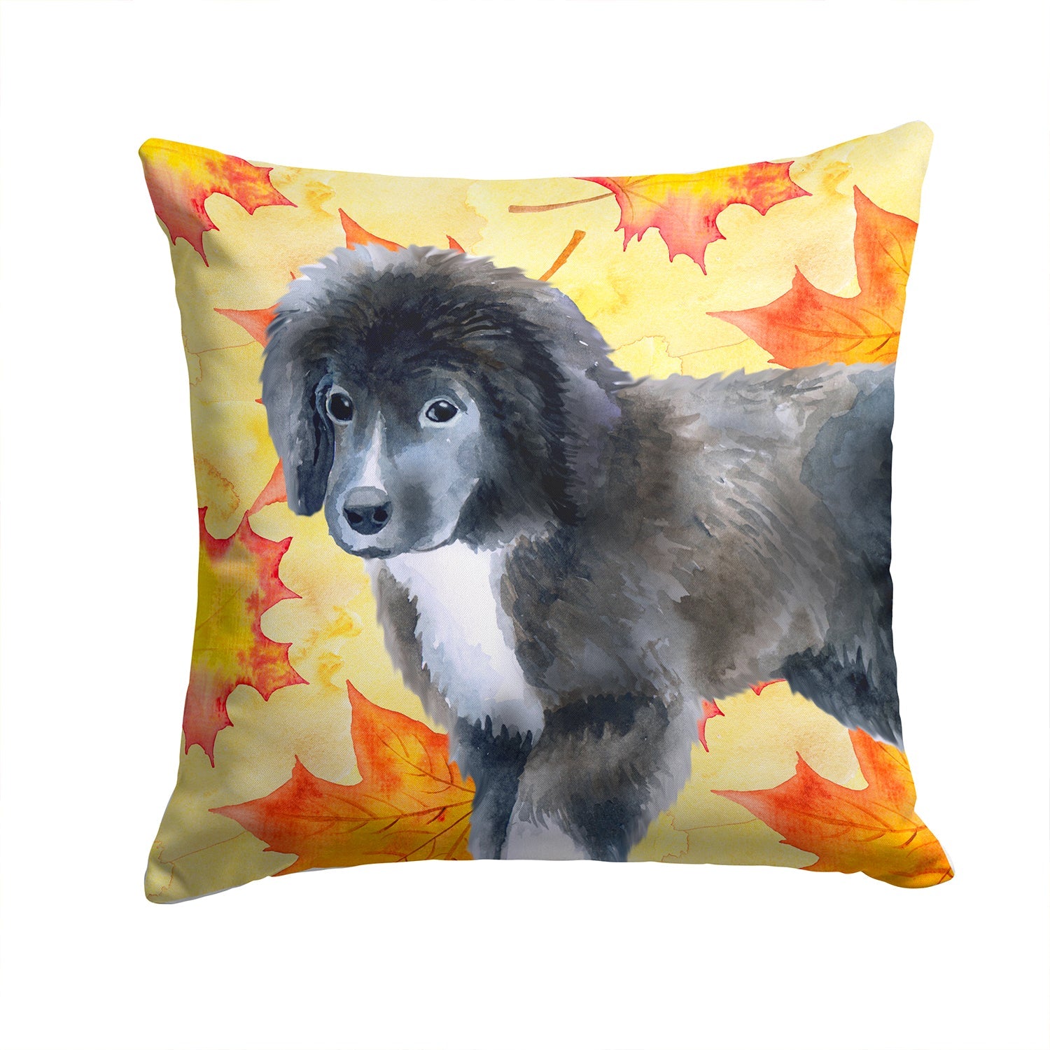 Newfoundland Puppy Fall Decorative Throw Pillow 14x14 Indoor Outdoor Accent Cushion, Fabric Cover with Insert for Sofa, Bed, Porch & Living Room