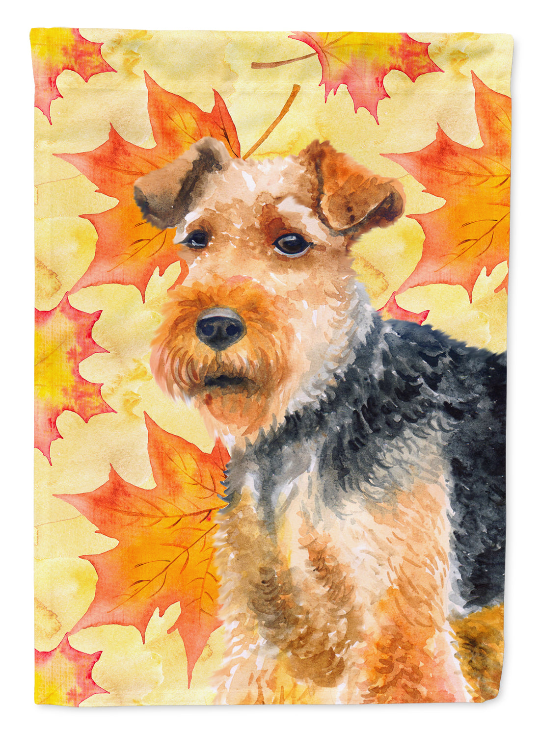 Welsh Terrier Fall House Flag 28x40 Porch Sleeve Pole Decorative Outside Yard Banner Artwork Wall Hanging, Polyester