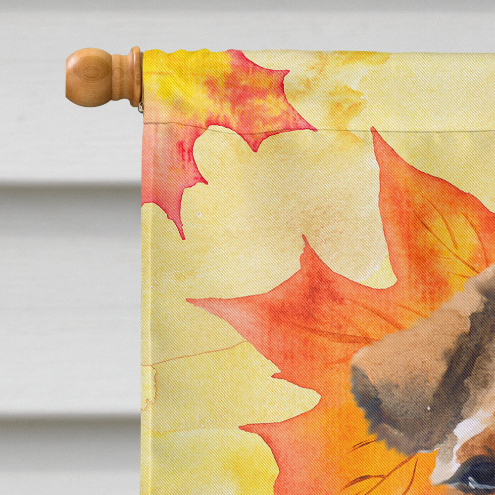 Welsh Terrier Fall House Flag 28x40 Porch Sleeve Pole Decorative Outside Yard Banner Artwork Wall Hanging, Polyester