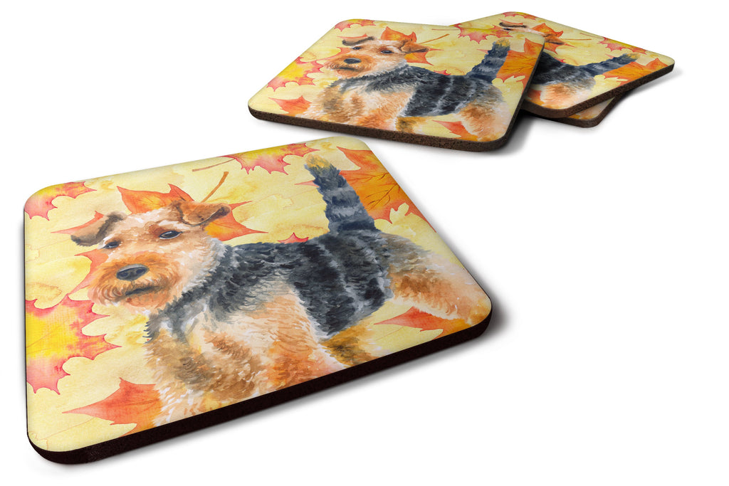 Welsh Terrier Fall Foam Coasters Set of 4 Cup Coasters for Indoor Outdoor, Tabletop Protection, Anti Slip, Mouse pad Material