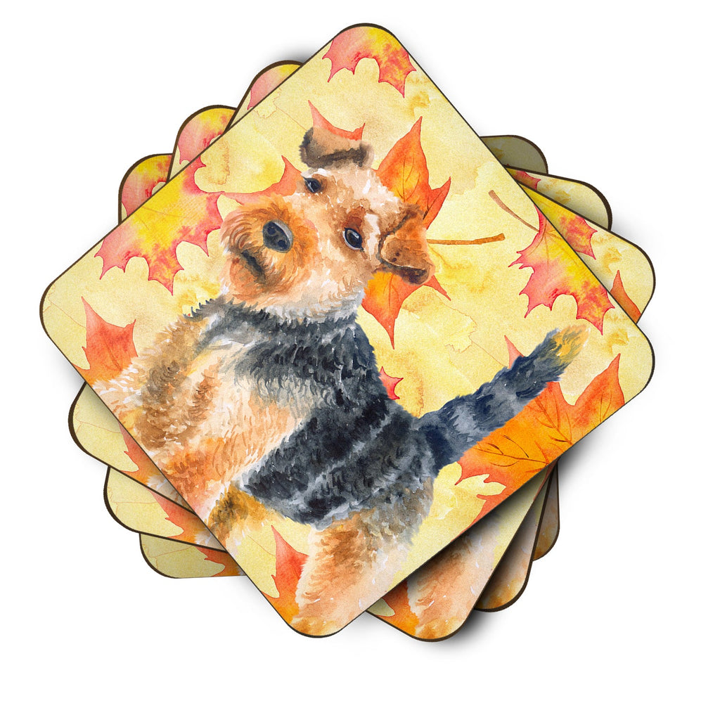 Welsh Terrier Fall Foam Coasters Set of 4 Cup Coasters for Indoor Outdoor, Tabletop Protection, Anti Slip, Mouse pad Material