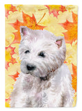 Westie Fall House Flag 28x40 Porch Sleeve Pole Decorative Outside Yard Banner Artwork Wall Hanging, Polyester