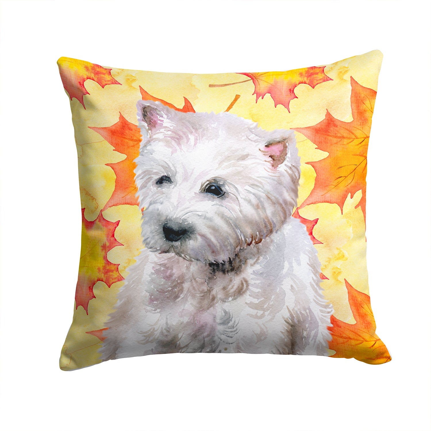 Westie Fall Decorative Throw Pillow 14x14 Indoor Outdoor Accent Cushion, Fabric Cover with Insert for Sofa, Bed, Porch & Living Room