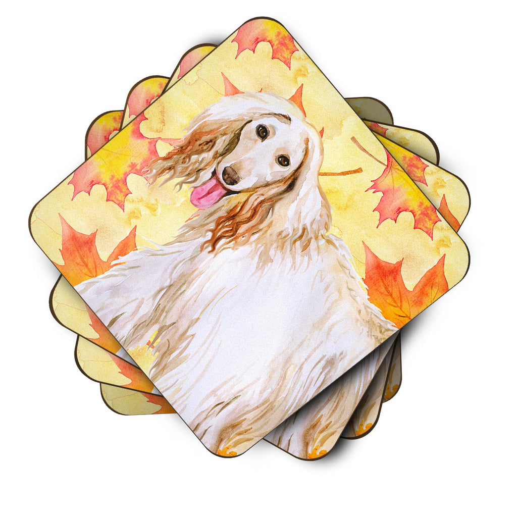 Afghan Hound Fall Foam Coasters Set of 4 Cup Coasters for Indoor Outdoor, Tabletop Protection, Anti Slip, Mouse pad Material