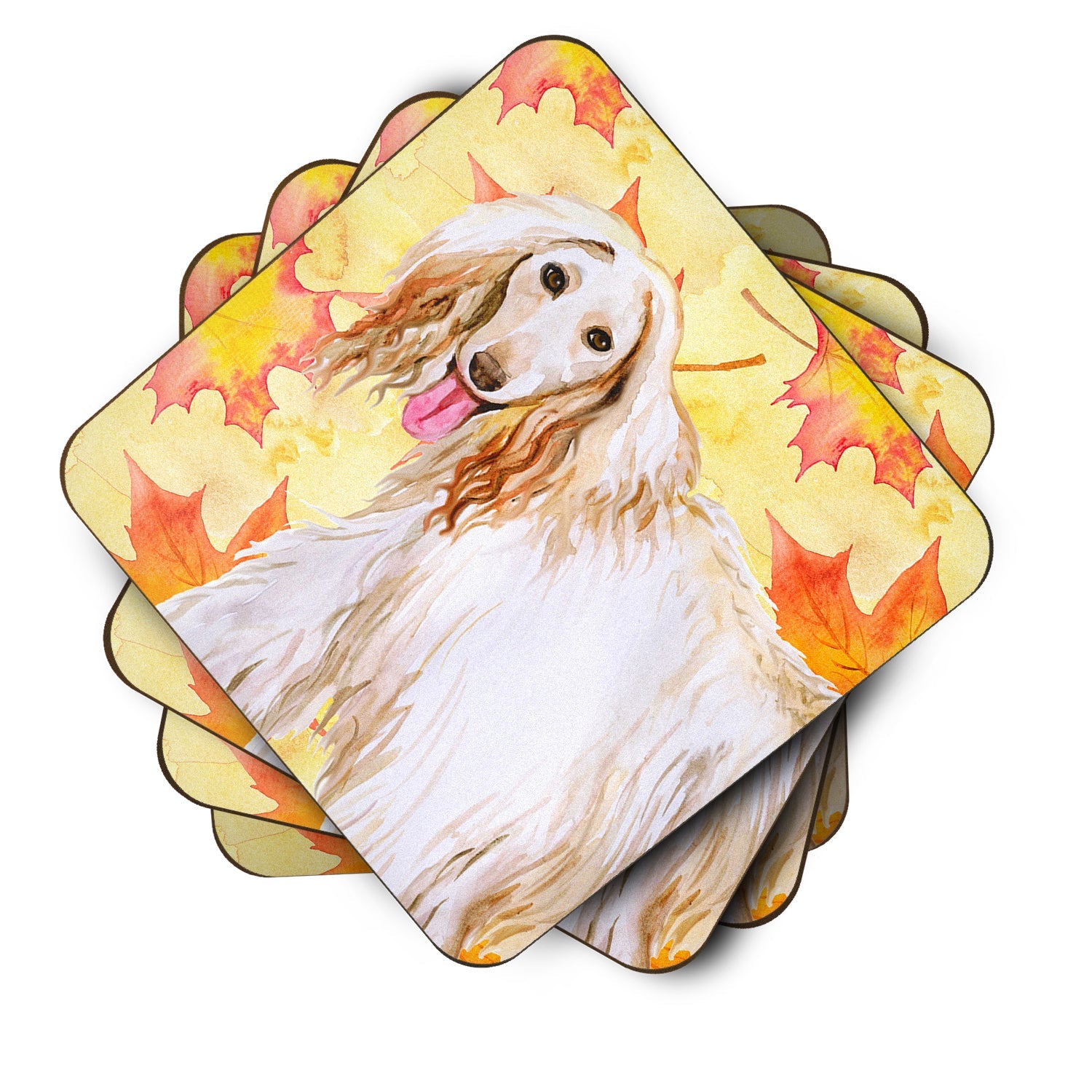 Afghan Hound Fall Foam Coasters Set of 4 Cup Coasters for Indoor Outdoor, Tabletop Protection, Anti Slip, Mouse pad Material