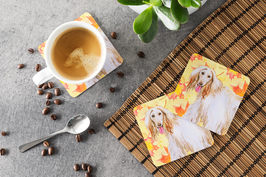 Afghan Hound Fall Foam Coasters Set of 4 Cup Coasters for Indoor Outdoor, Tabletop Protection, Anti Slip, Mouse pad Material