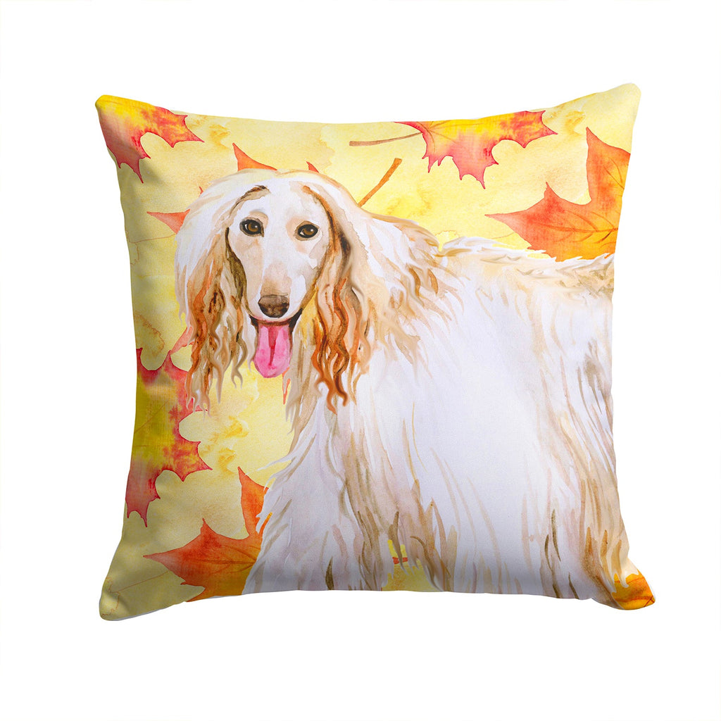 Afghan Hound Fall Decorative Throw Pillow 14x14 Indoor Outdoor Accent Cushion, Fabric Cover with Insert for Sofa, Bed, Porch & Living Room