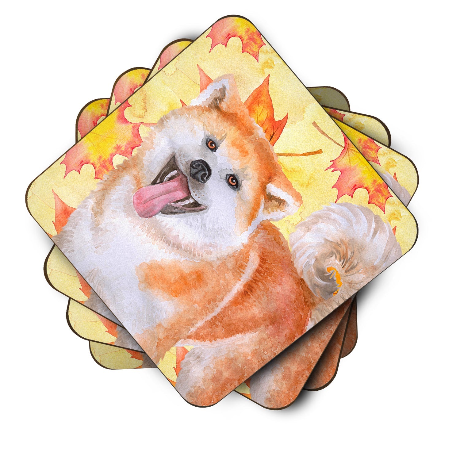 Akita Fall Foam Coasters Set of 4 Cup Coasters for Indoor Outdoor, Tabletop Protection, Anti Slip, Mouse pad Material