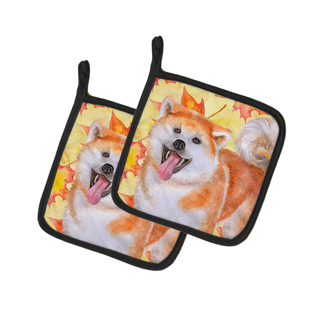 Akita Fall Pot Holder Set of 2 Heat Resistant Quilted Hot Pads 7.5 x 7.5 Inch, Insulated Kitchen Trivets for Cooking & Baking