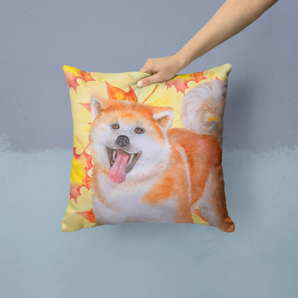 Akita Fall Decorative Throw Pillow 14x14 Indoor Outdoor Accent Cushion, Fabric Cover with Insert for Sofa, Bed, Porch & Living Room
