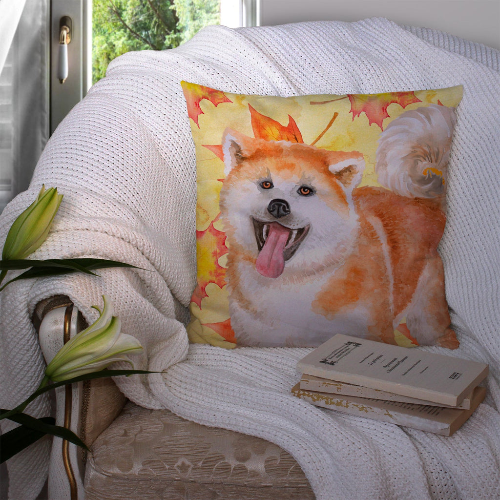 Akita Fall Decorative Throw Pillow 14x14 Indoor Outdoor Accent Cushion, Fabric Cover with Insert for Sofa, Bed, Porch & Living Room