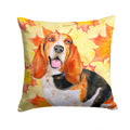 Basset Hound Fall Decorative Throw Pillow 14x14 Indoor Outdoor Accent Cushion, Fabric Cover with Insert for Sofa, Bed, Porch & Living Room