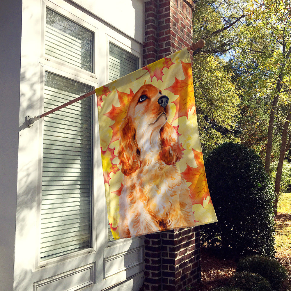 Cocker Spaniel Fall House Flag 28x40 Porch Sleeve Pole Decorative Outside Yard Banner Artwork Wall Hanging, Polyester