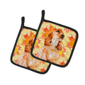 Cocker Spaniel Fall Pot Holder Set of 2 Heat Resistant Quilted Hot Pads 7.5 x 7.5 Inch, Insulated Kitchen Trivets for Cooking & Baking