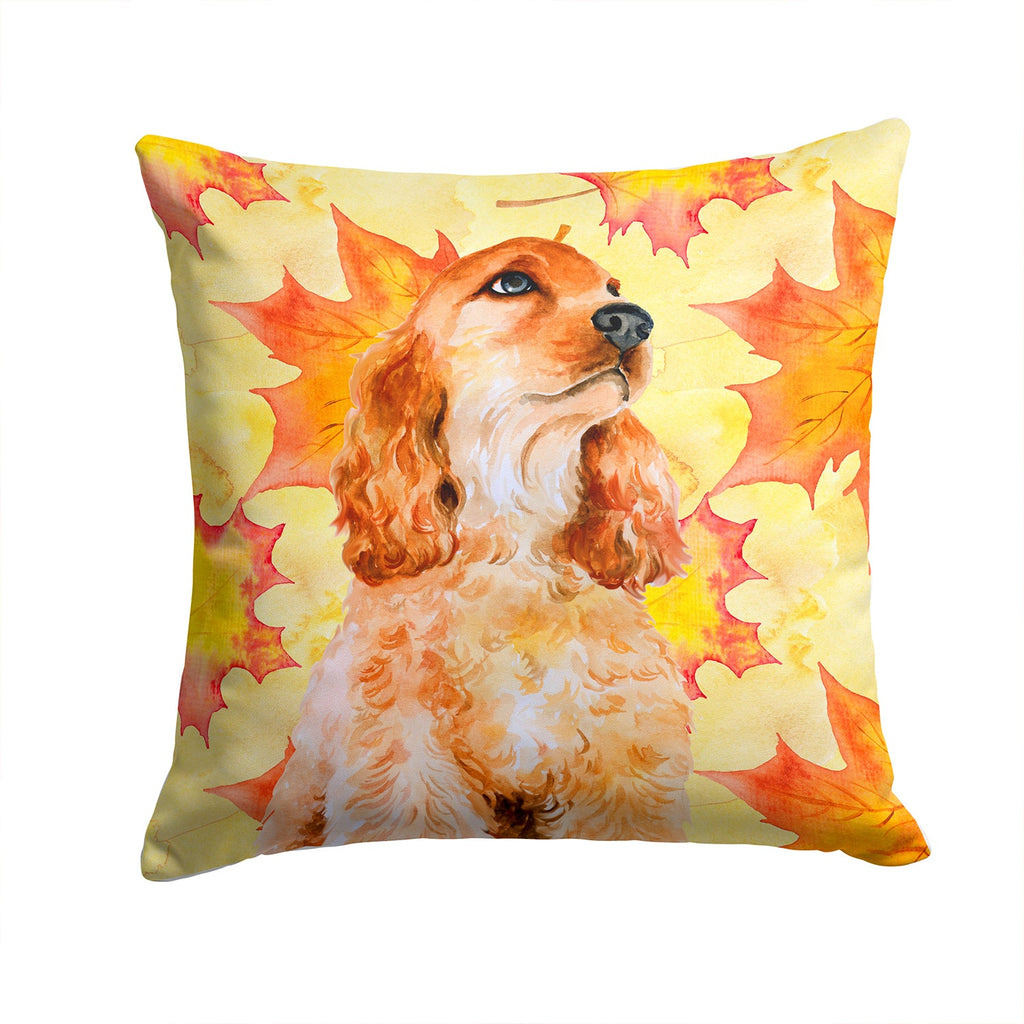 Cocker Spaniel Fall Decorative Throw Pillow 14x14 Indoor Outdoor Accent Cushion, Fabric Cover with Insert for Sofa, Bed, Porch & Living Room