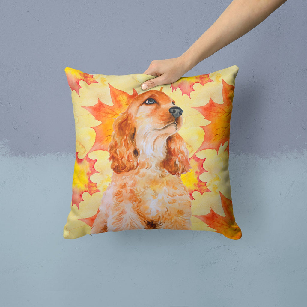 Cocker Spaniel Fall Decorative Throw Pillow 14x14 Indoor Outdoor Accent Cushion, Fabric Cover with Insert for Sofa, Bed, Porch & Living Room