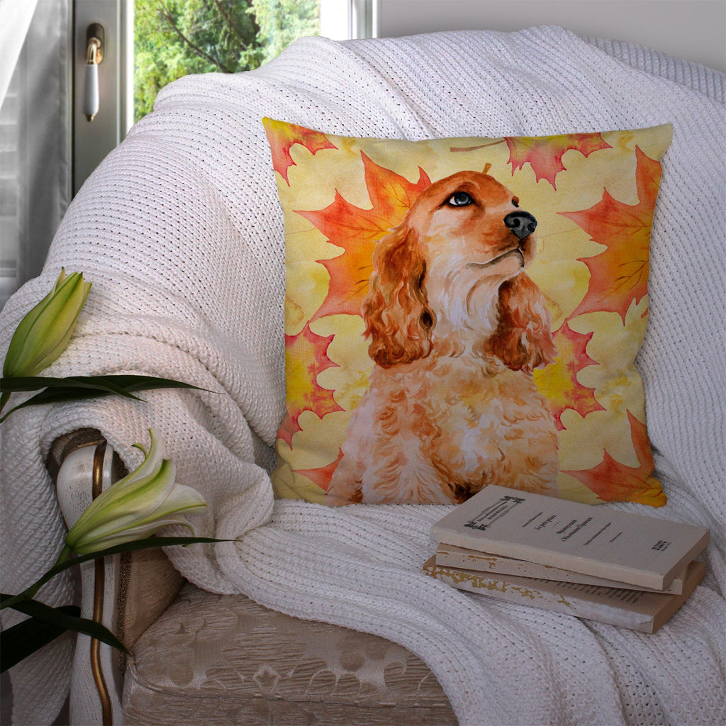 Cocker Spaniel Fall Decorative Throw Pillow 14x14 Indoor Outdoor Accent Cushion, Fabric Cover with Insert for Sofa, Bed, Porch & Living Room