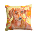 Red Dachshund Fall Decorative Throw Pillow 14x14 Indoor Outdoor Accent Cushion, Fabric Cover with Insert for Sofa, Bed, Porch & Living Room