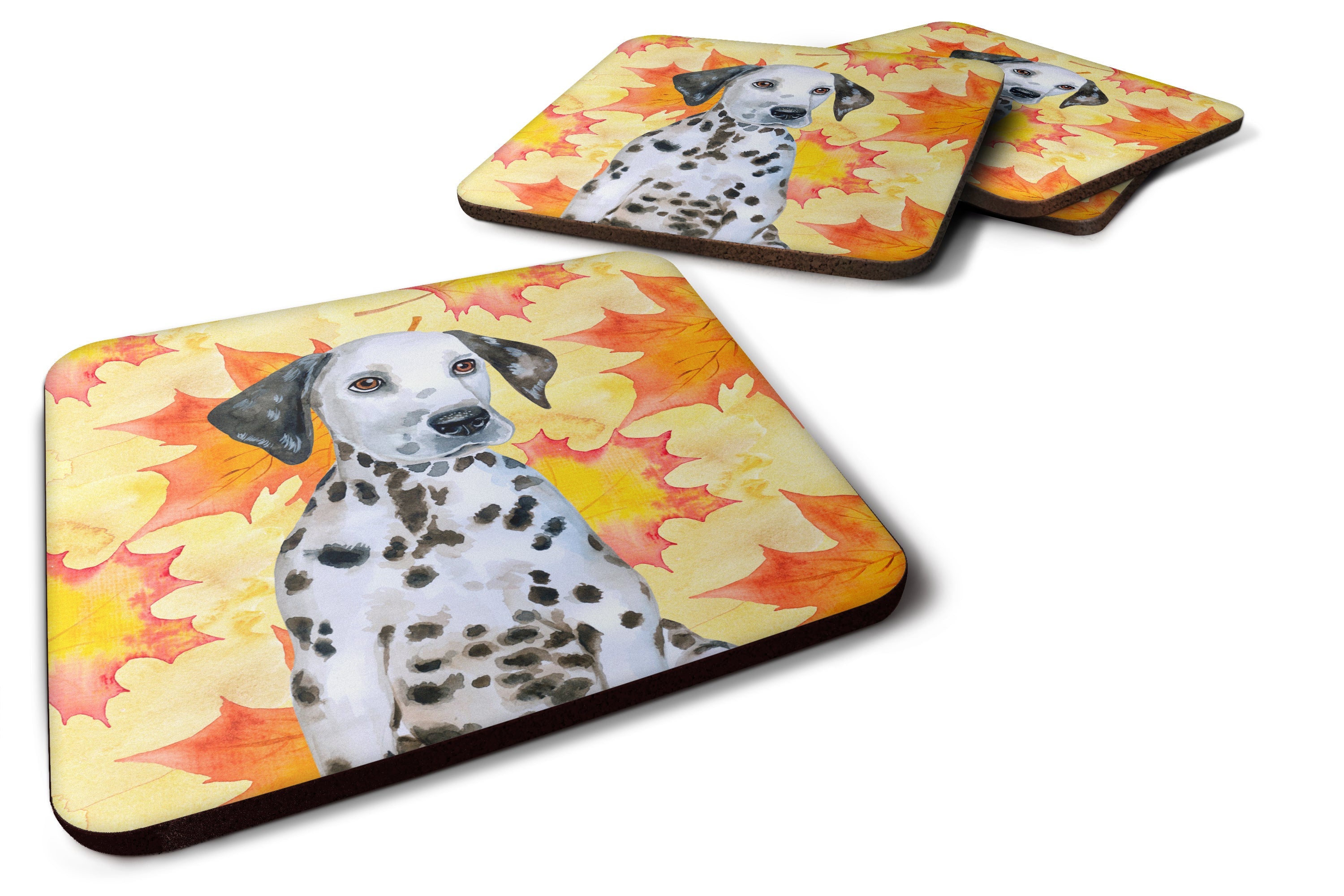 Dalmatian Puppy Fall Foam Coasters Set of 4 Cup Coasters for Indoor Outdoor, Tabletop Protection, Anti Slip, Mouse pad Material