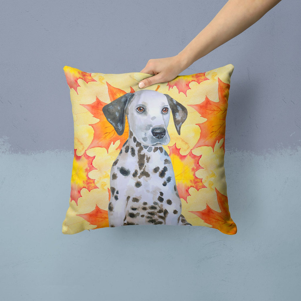 Dalmatian Puppy Fall Decorative Throw Pillow 14x14 Indoor Outdoor Accent Cushion, Fabric Cover with Insert for Sofa, Bed, Porch & Living Room