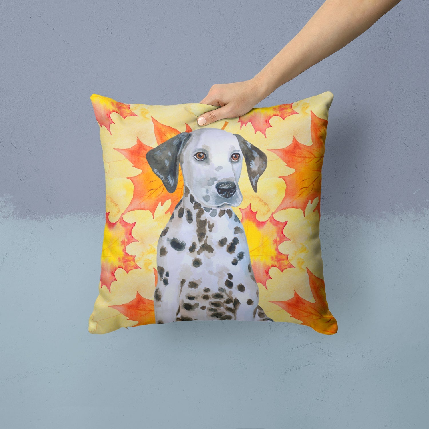 Dalmatian Puppy Fall Decorative Throw Pillow 14x14 Indoor Outdoor Accent Cushion, Fabric Cover with Insert for Sofa, Bed, Porch & Living Room