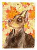 Doberman Pinscher Fall House Flag 28x40 Porch Sleeve Pole Decorative Outside Yard Banner Artwork Wall Hanging, Polyester