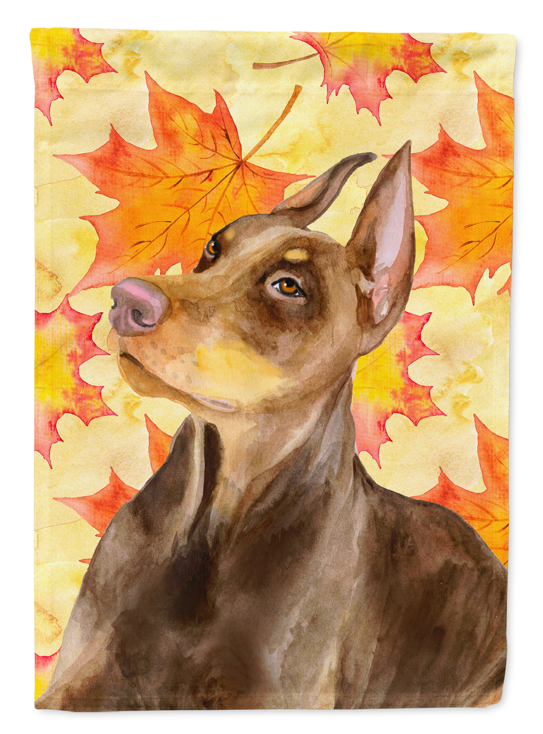 Doberman Pinscher Fall House Flag 28x40 Porch Sleeve Pole Decorative Outside Yard Banner Artwork Wall Hanging, Polyester