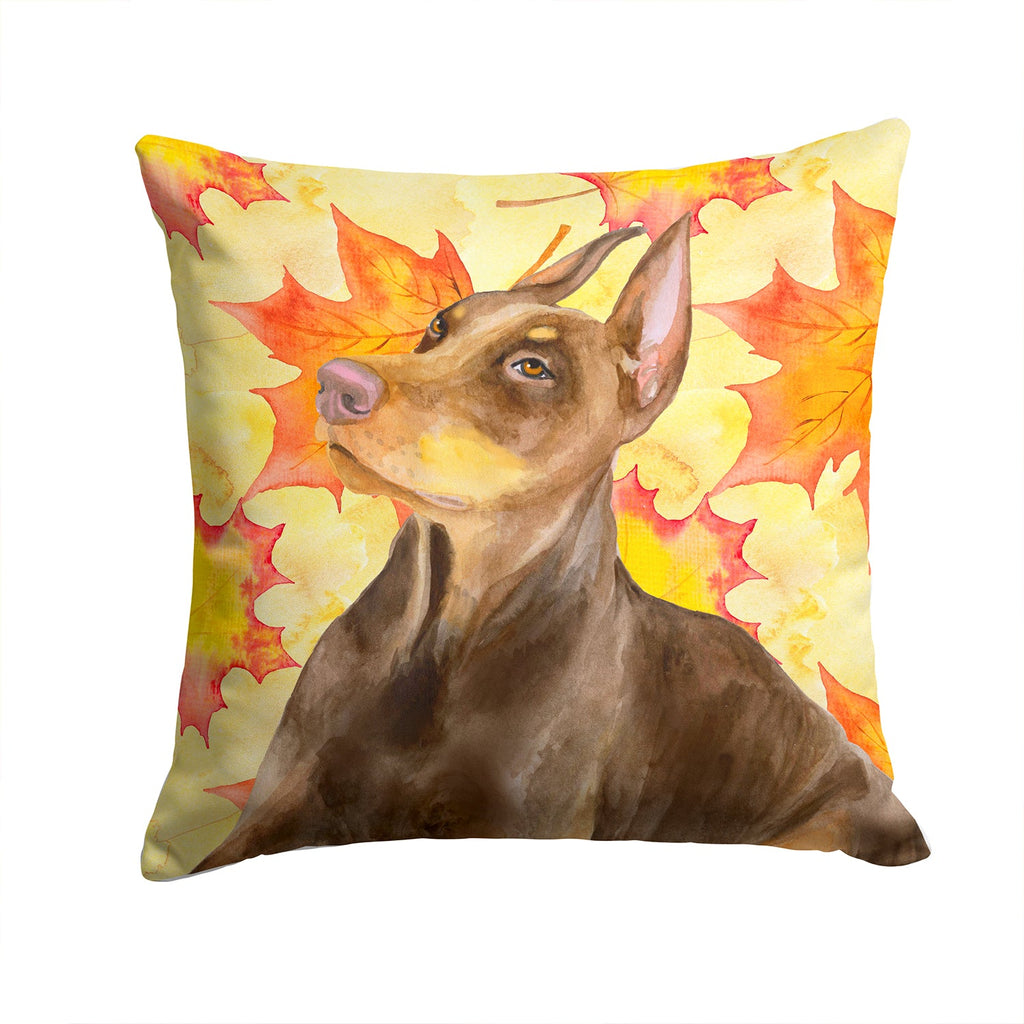 Doberman Pinscher Fall Decorative Throw Pillow 14x14 Indoor Outdoor Accent Cushion, Fabric Cover with Insert for Sofa, Bed, Porch & Living Room