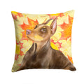 Doberman Pinscher Fall Decorative Throw Pillow 14x14 Indoor Outdoor Accent Cushion, Fabric Cover with Insert for Sofa, Bed, Porch & Living Room