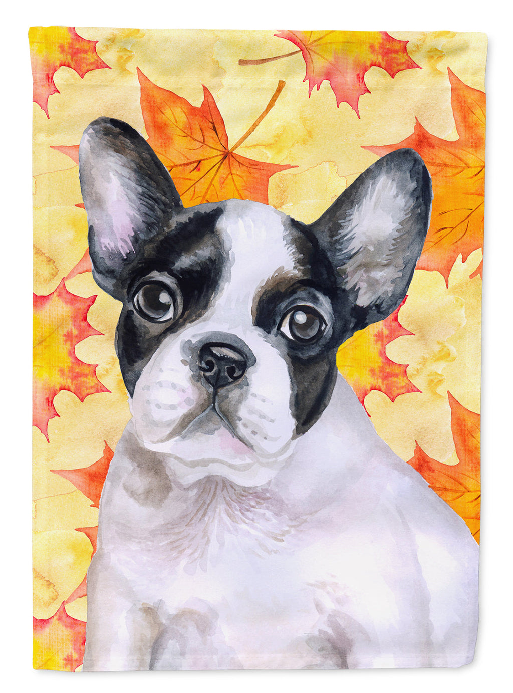 French Bulldog Black White Fall House Flag 28x40 Porch Sleeve Pole Decorative Outside Yard Banner Artwork Wall Hanging, Polyester