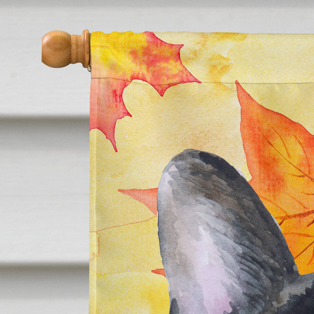 French Bulldog Black White Fall House Flag 28x40 Porch Sleeve Pole Decorative Outside Yard Banner Artwork Wall Hanging, Polyester