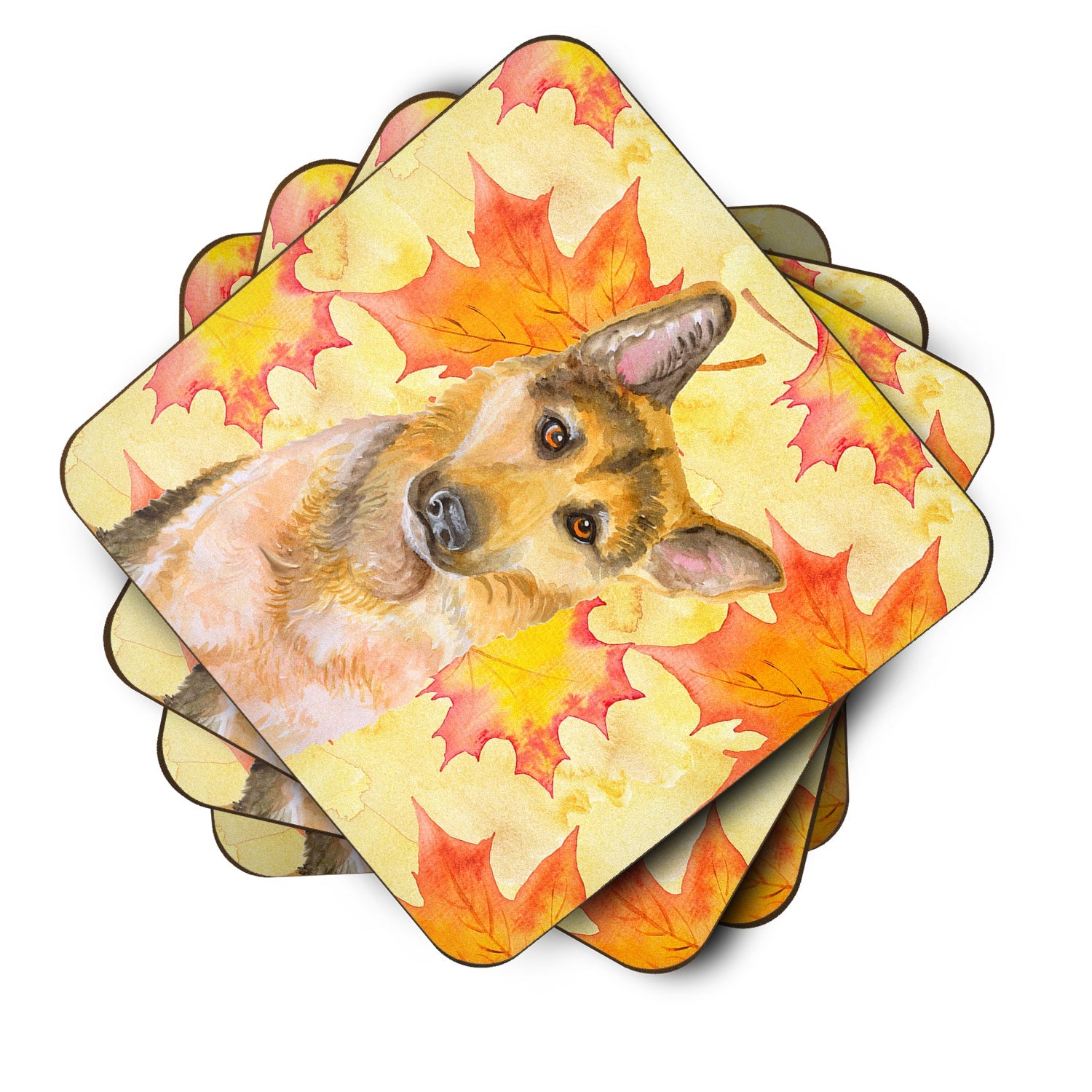 German Shepherd #2 Fall Foam Coasters Set of 4 Cup Coasters for Indoor Outdoor, Tabletop Protection, Anti Slip, Mouse pad Material