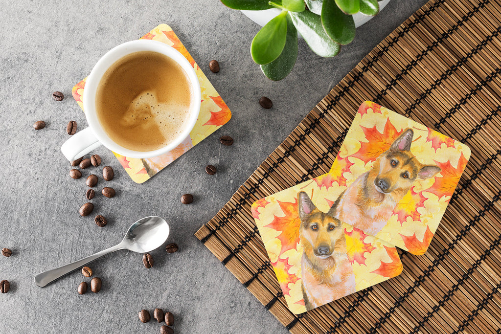 German Shepherd #2 Fall Foam Coasters Set of 4 Cup Coasters for Indoor Outdoor, Tabletop Protection, Anti Slip, Mouse pad Material