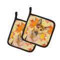 German Shepherd #2 Fall Pot Holder Set of 2 Heat Resistant Quilted Hot Pads 7.5 x 7.5 Inch, Insulated Kitchen Trivets for Cooking & Baking