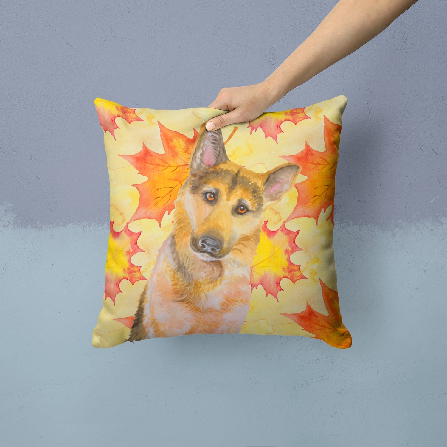 German Shepherd #2 Fall Decorative Throw Pillow 14x14 Indoor Outdoor Accent Cushion, Fabric Cover with Insert for Sofa, Bed, Porch & Living Room
