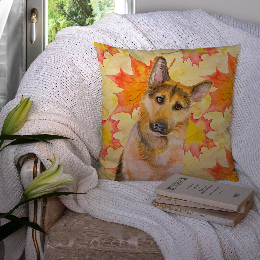 German Shepherd #2 Fall Decorative Throw Pillow 14x14 Indoor Outdoor Accent Cushion, Fabric Cover with Insert for Sofa, Bed, Porch & Living Room