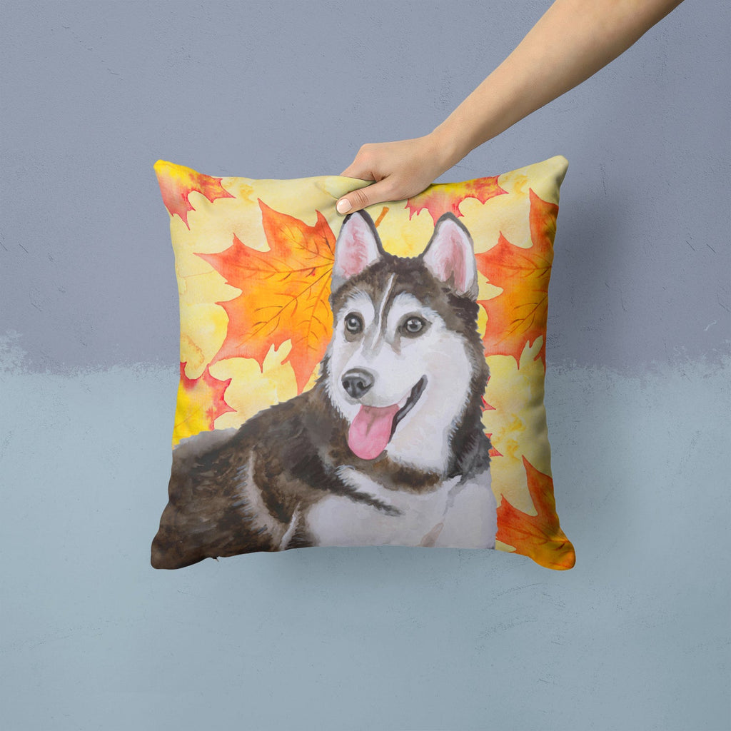 Siberian Husky #2 Fall Decorative Throw Pillow 14x14 Indoor Outdoor Accent Cushion, Fabric Cover with Insert for Sofa, Bed, Porch & Living Room