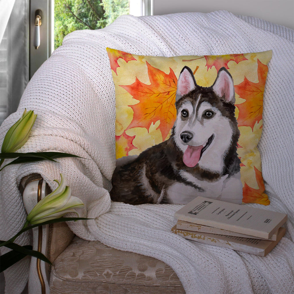 Siberian Husky #2 Fall Decorative Throw Pillow 14x14 Indoor Outdoor Accent Cushion, Fabric Cover with Insert for Sofa, Bed, Porch & Living Room