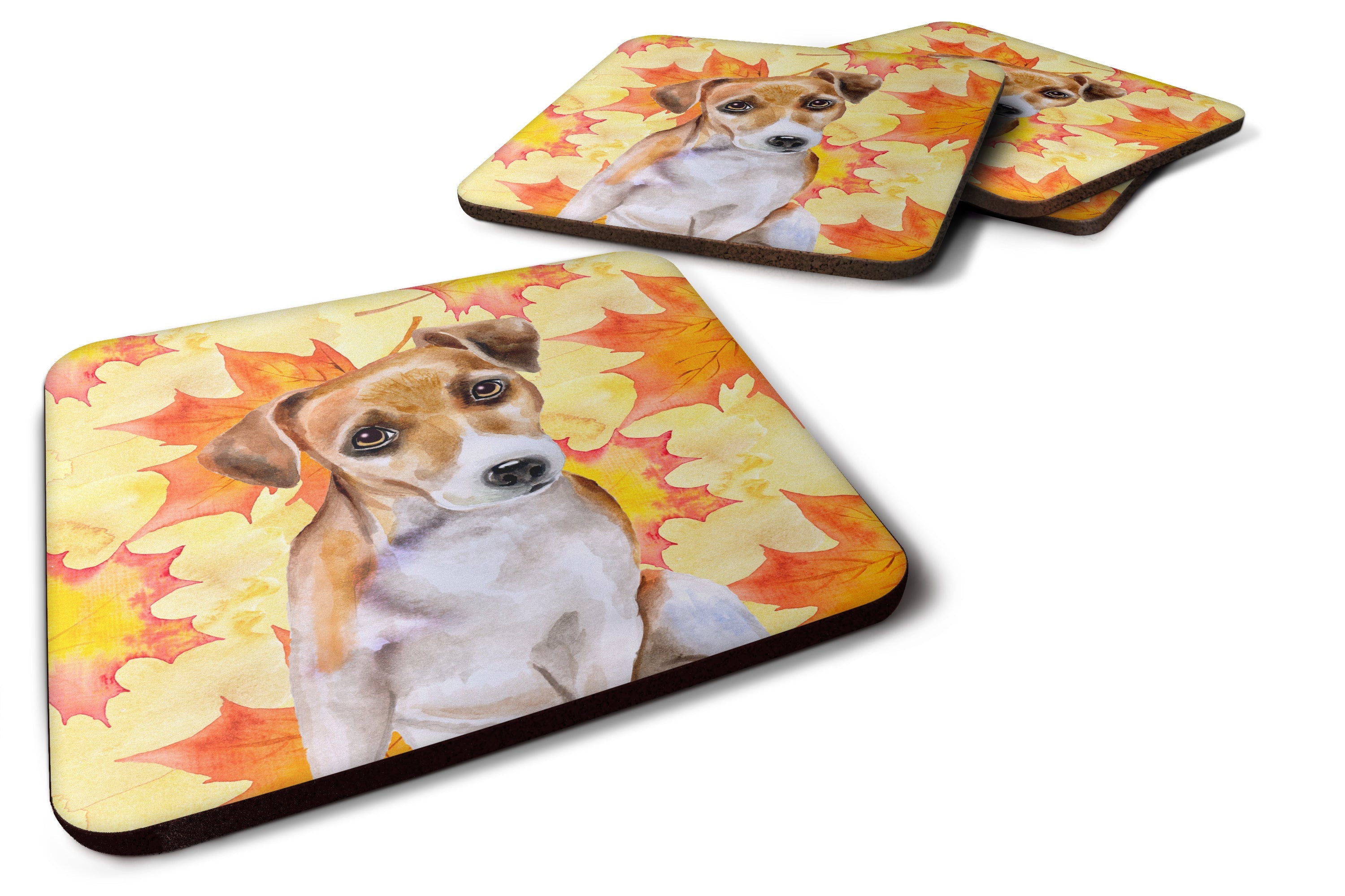 Jack Russell Terrier #2 Fall Foam Coasters Set of 4 Cup Coasters for Indoor Outdoor, Tabletop Protection, Anti Slip, Mouse pad Material