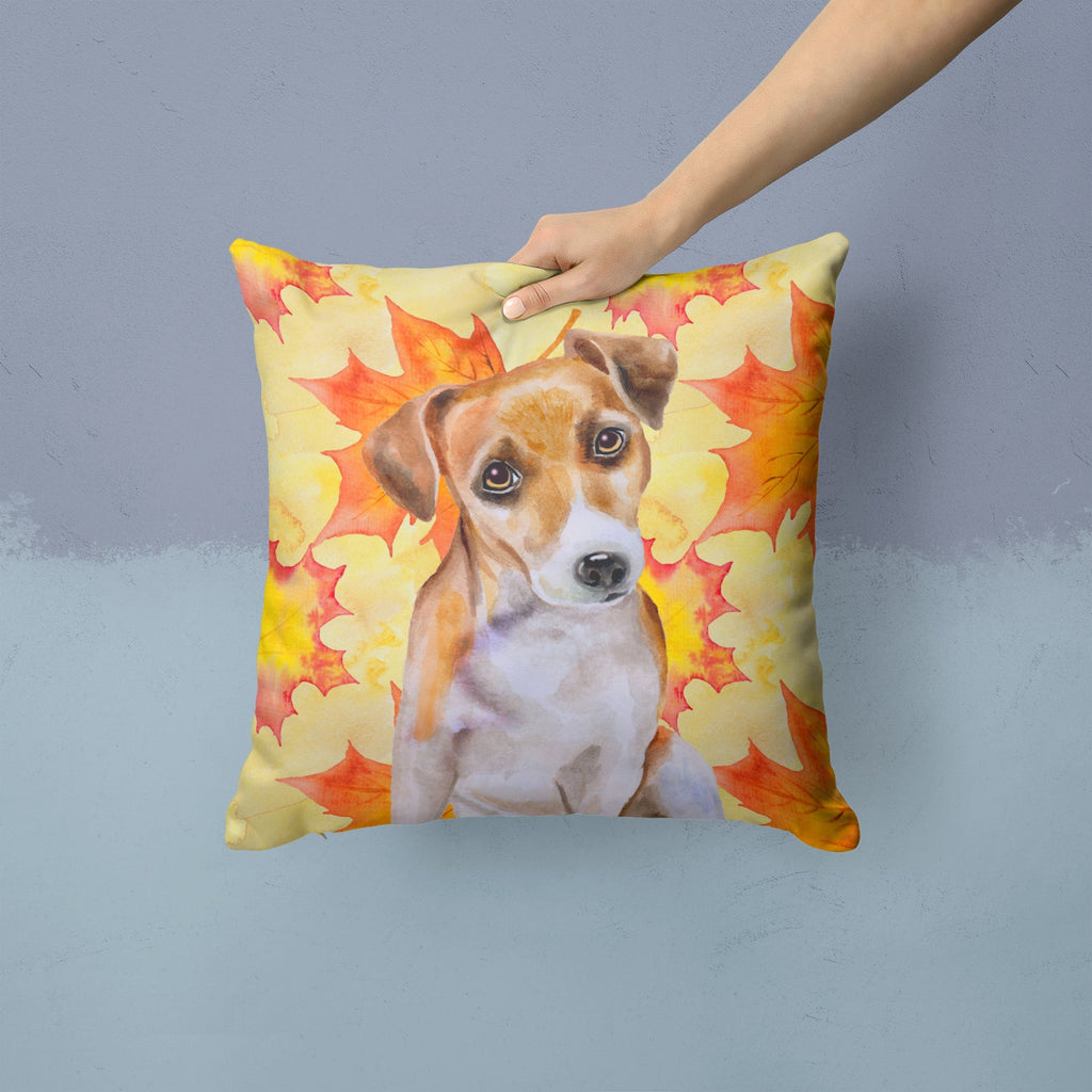 Jack Russell Terrier #2 Fall Decorative Throw Pillow 14x14 Indoor Outdoor Accent Cushion, Fabric Cover with Insert for Sofa, Bed, Porch & Living Room
