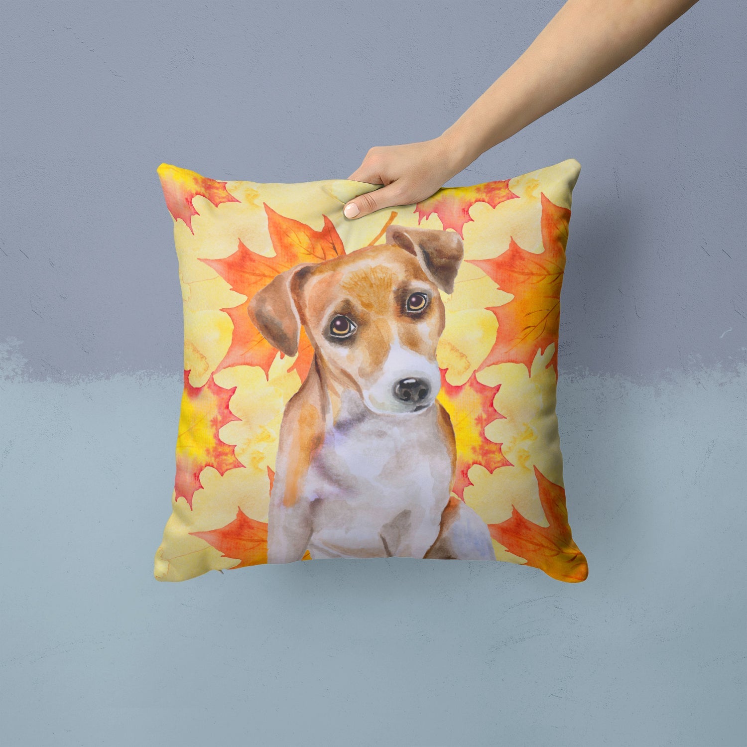 Jack Russell Terrier #2 Fall Decorative Throw Pillow 14x14 Indoor Outdoor Accent Cushion, Fabric Cover with Insert for Sofa, Bed, Porch & Living Room