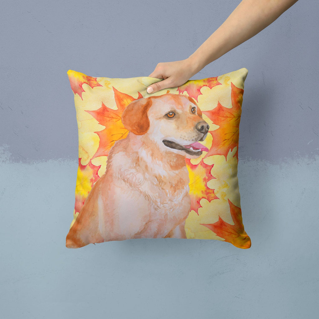 Labrador Retriever Fall Decorative Throw Pillow 14x14 Indoor Outdoor Accent Cushion, Fabric Cover with Insert for Sofa, Bed, Porch & Living Room
